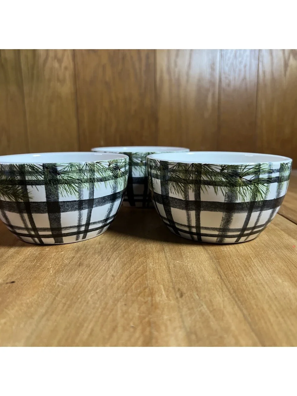 Robert Stanley Black & White Buffalo Plaid Bowls, Set Of 3 New